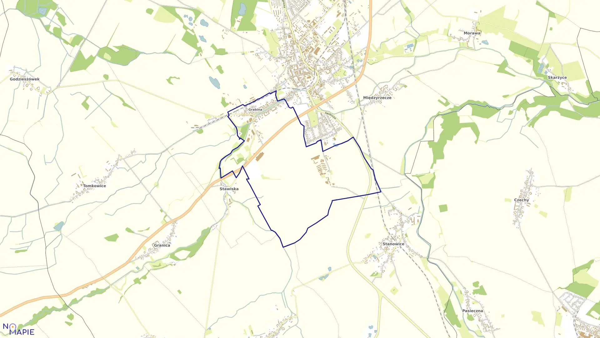 Mapa obrębu Grabina Pd Nr5 w gminie Strzegom