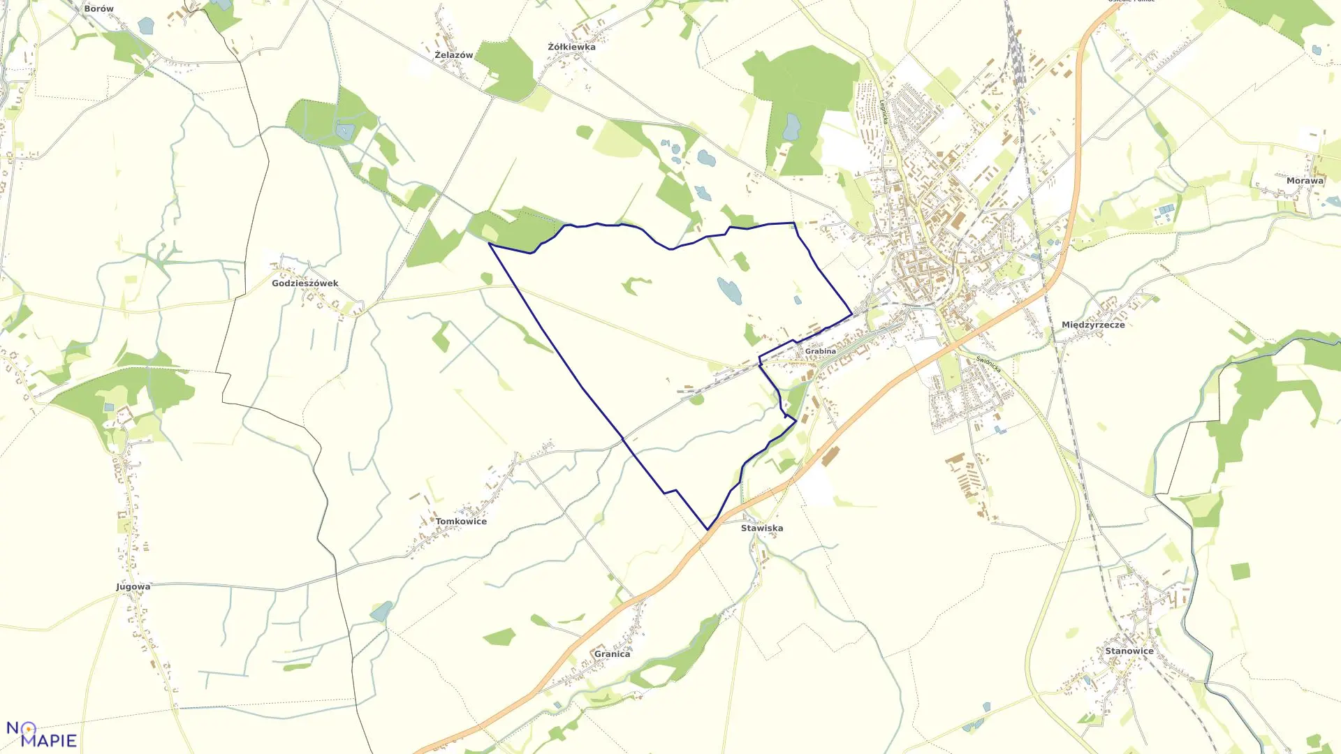 Mapa obrębu Grabina Pn Nr4 w gminie Strzegom