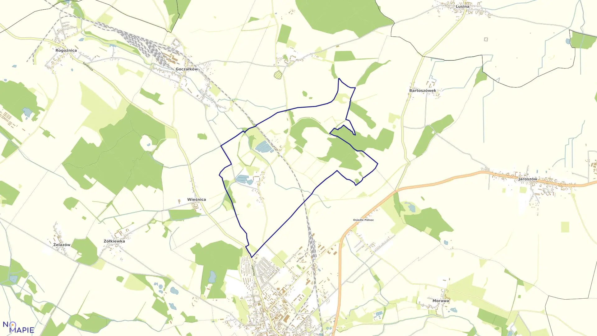 Mapa obrębu Graniczna w gminie Strzegom