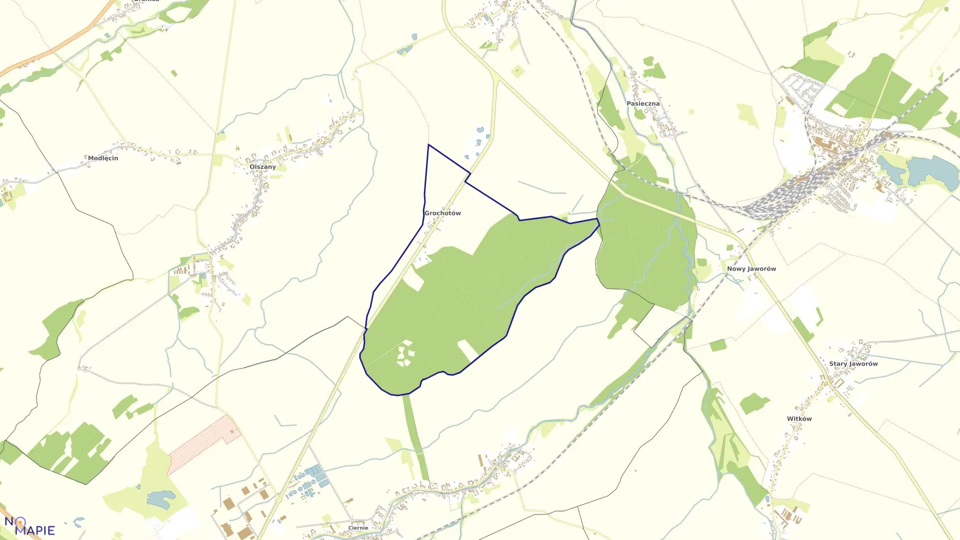 Mapa obrębu Grochotów w gminie Strzegom