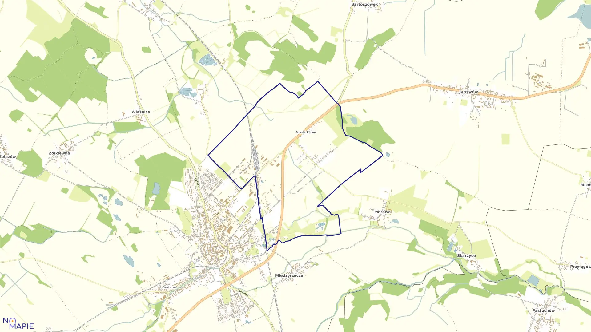 Mapa obrębu Osiedle Wschód Nr2 w gminie Strzegom